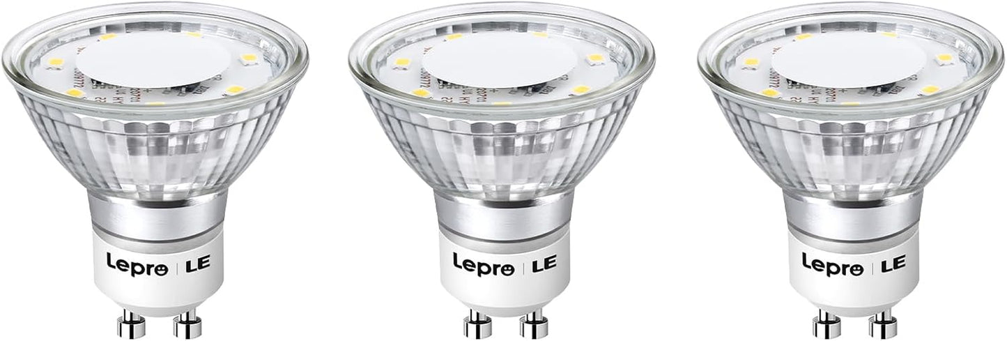 LE GU10 LED Light Bulbs Non-Dimmable, 5000K Daylight White GU10 Bulb Replacement for Recessed Track Lighting, 4W LED Bulbs with 100°Flood Beam for Kitchen, Range Hood, Living Room, Bedroom, 6 Pack