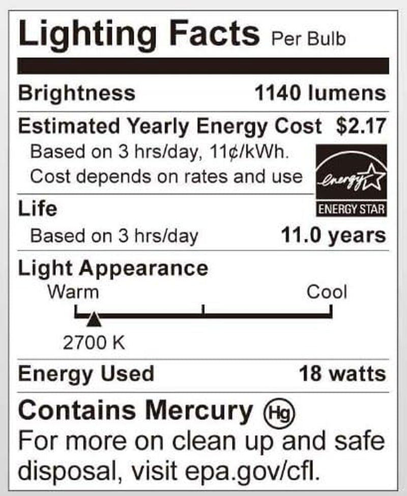 Satco S6271 18W T2 Ultra Mini Spiral Compact Fluorescent (CFL) Light Bulb, 18T2, White, 3 Count