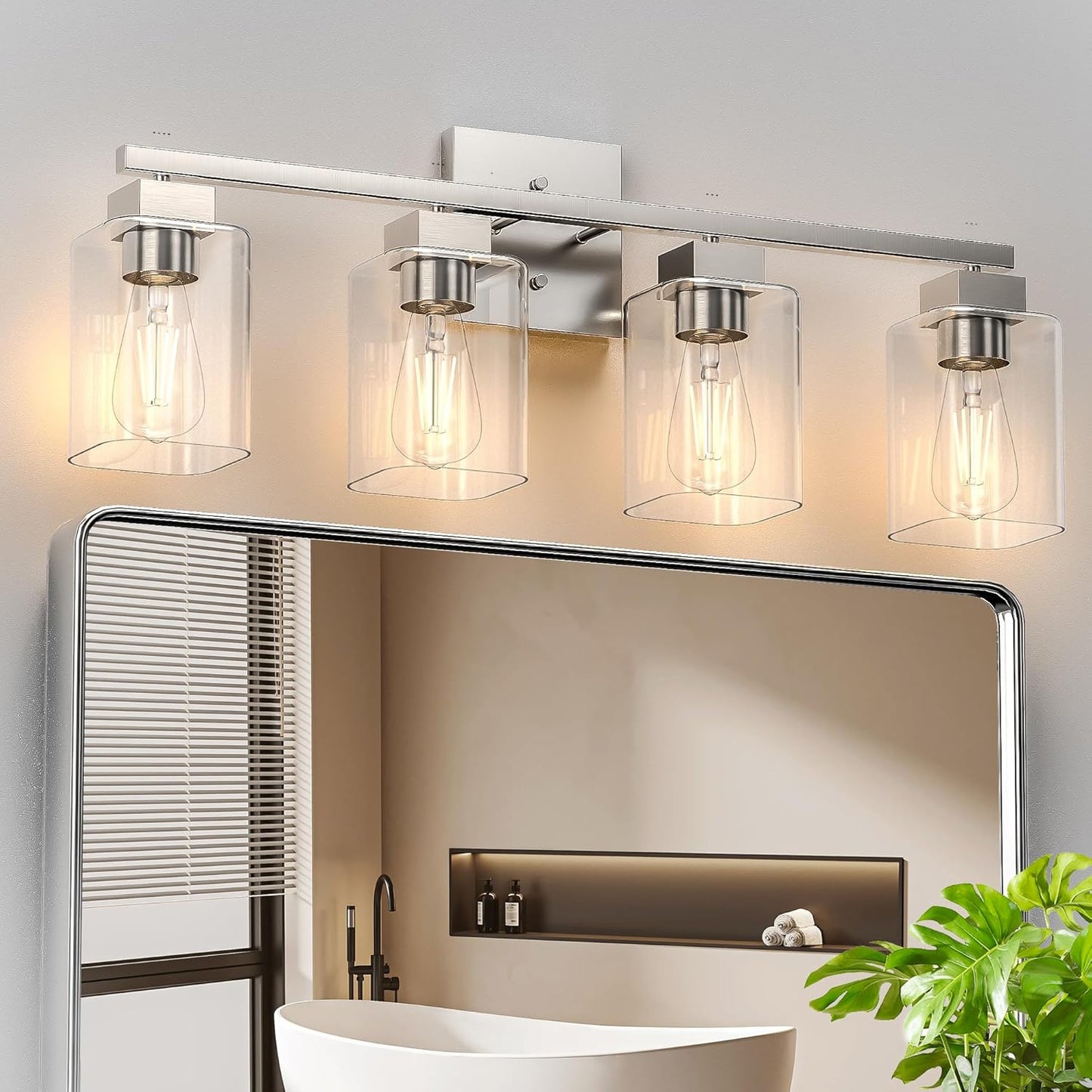 Espird 3 Light Brass Gold Vanity Light - Brushed Gold Bathroom Light Fixtures Square Design & UL Certification, Square Vintage Bathroom Light Fixtures over Mirror for Bathroom & Restroom & Bedroom