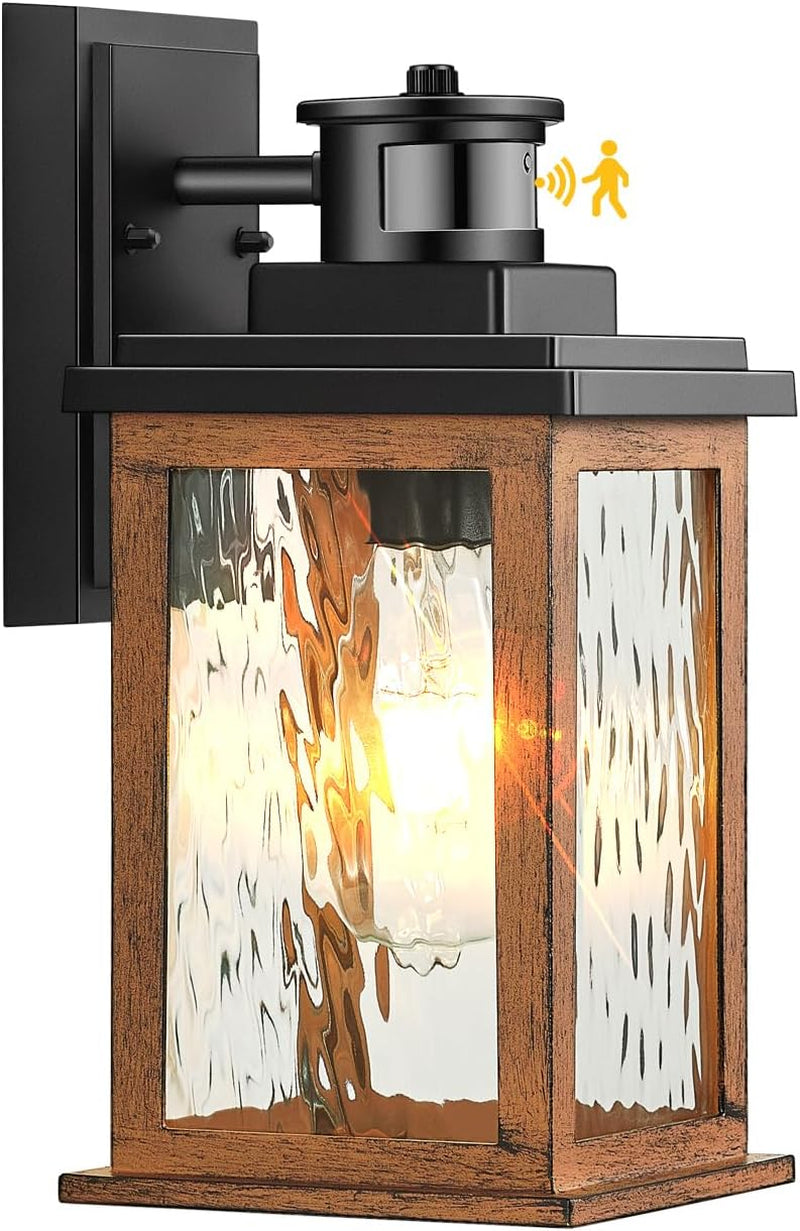VIANIS Outdoor Motion Sensor Lights for House Oil-Rubbed Bronze, Exterior Waterproof Porch Lights Fixture Wall Mount for House, Aluminum Wall Lantern with Tempered Ripple Glass for Garage Entrance