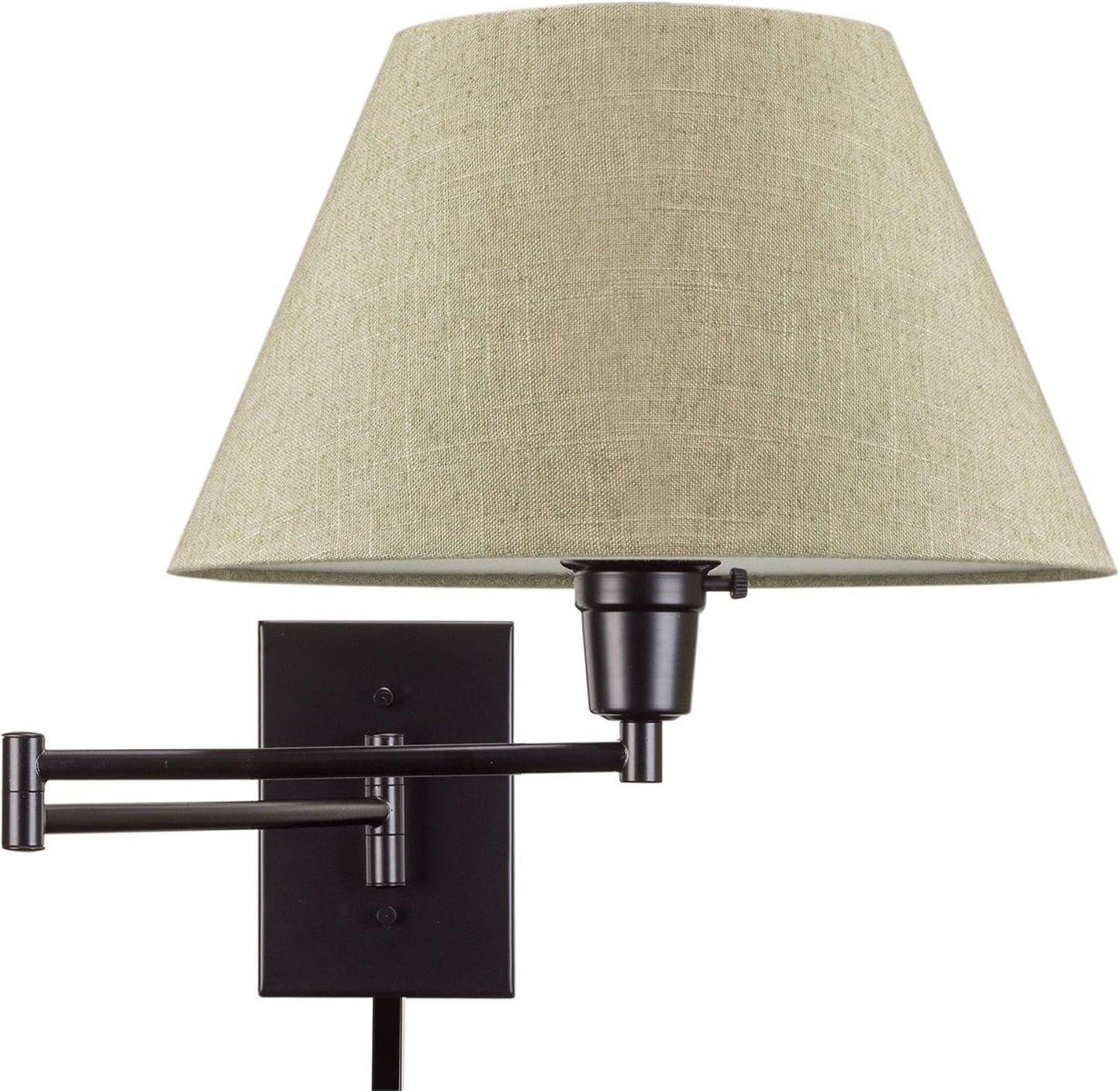 Kira Home Cambridge 15" Swing Arm Wall Lamp - Plug In/Wall Mount + Golden Bronze Fabric Shade, 150W 3-Way, Black Finish, 2-Pack
