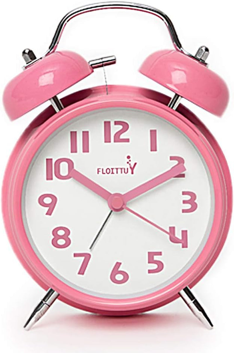 {Loud Alarm for Deep Sleepers) 4'' Twin Bell Alarm Clock with Backlight for Bedroom and Home Decoration(Green)
