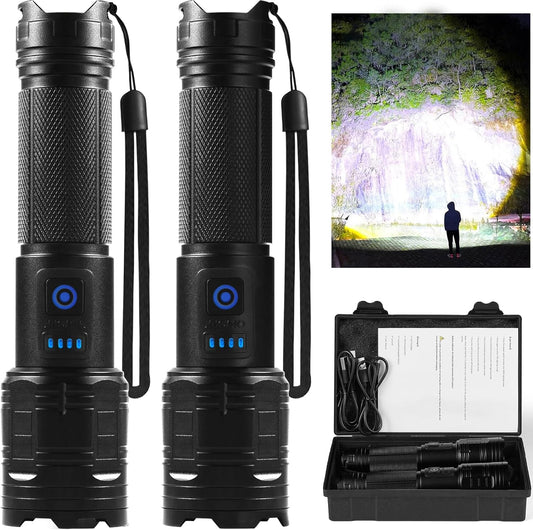 Rechargeable Flashlights 990,000 High Lumen, 2 Pack Super Bright LED Flashlight with 5 Modes, High Powered Flash Light for Home, Camping, Outdoor