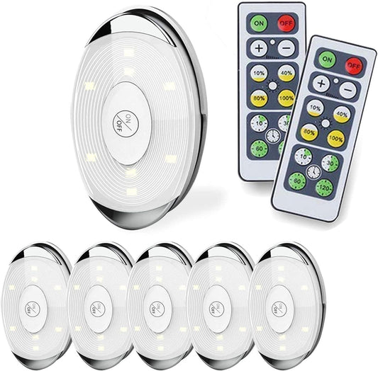 LED Puck Light, Led Lights Battery Operated with Remote Control, Soft Lighting, under Cabinet Lighting for Kitchen, Timer+ Dimmer, 4000K Warm White, 6 Pack