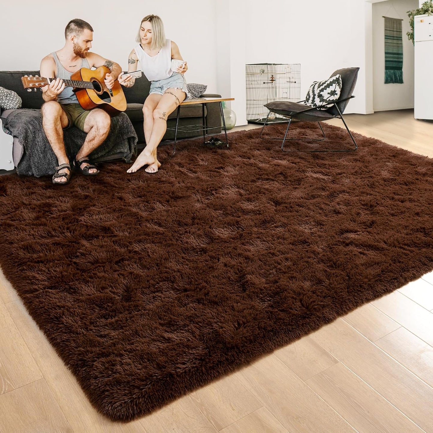 ISEAU Black Rug Super Soft Shaggy 4X6 Feet Rugs for Bedroom, Fluffy Area Rug for Living Room Floor Rug, Fuzzy and Comfy Carpet Nursery Shag Rug for Kids Boys Room Decor