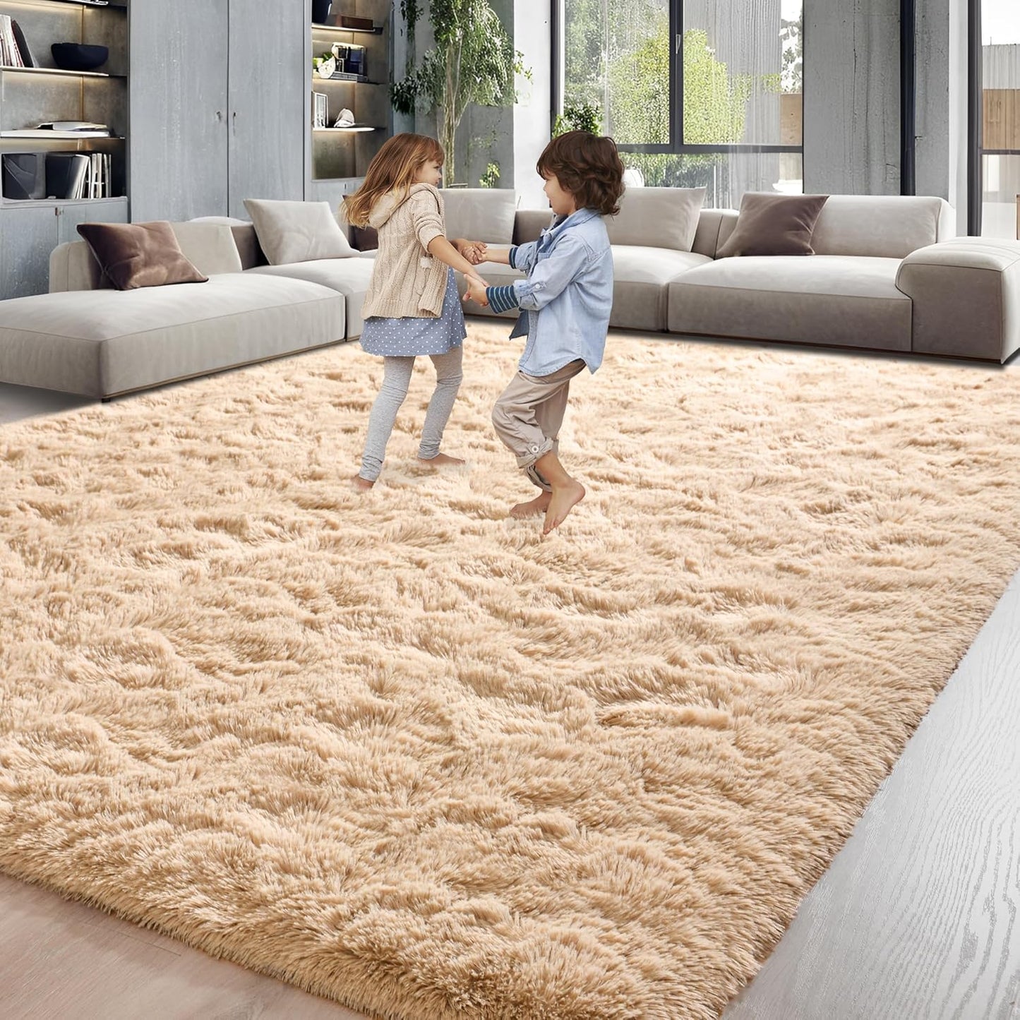 ISEAU Black Rug Super Soft Shaggy 4X6 Feet Rugs for Bedroom, Fluffy Area Rug for Living Room Floor Rug, Fuzzy and Comfy Carpet Nursery Shag Rug for Kids Boys Room Decor