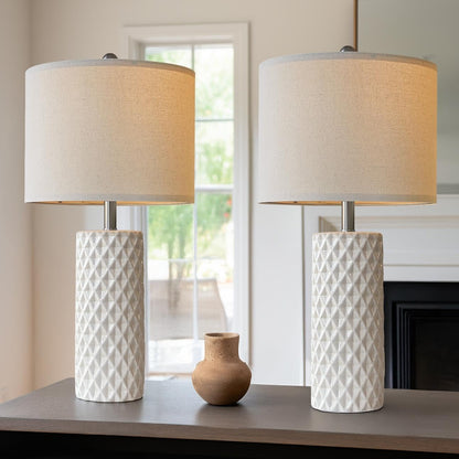 26" Tall Table Lamp for Living Room -Green Lamps Set of 2 Modern Ceramic Lamps for Night Stands, Bedside Lamp for End Tables, Nightstand Lamps for Bedroom
