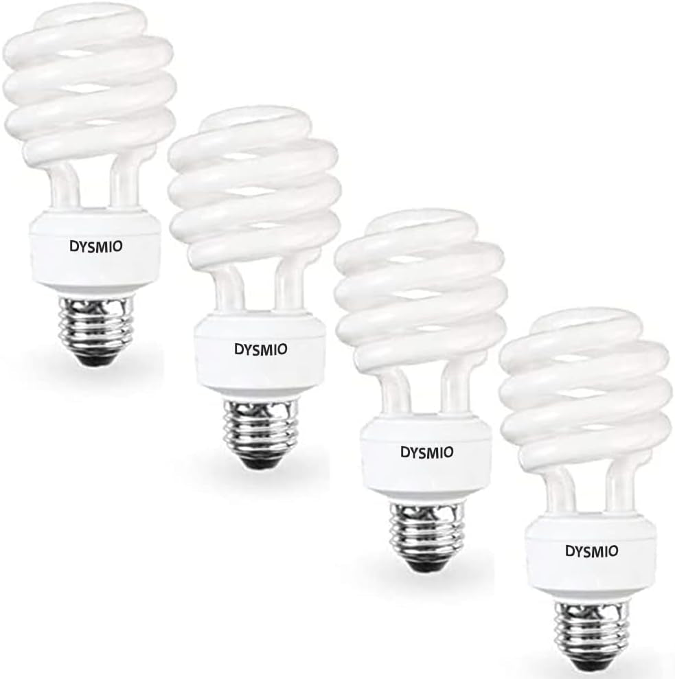 DYSMIO 23-Watt (100-Watt Equivalent) E26 Base 3500 Kelvin Warm White 1600 Lumens Mini-Twist Compact Fluorescent Light Bulb - Pack of 4