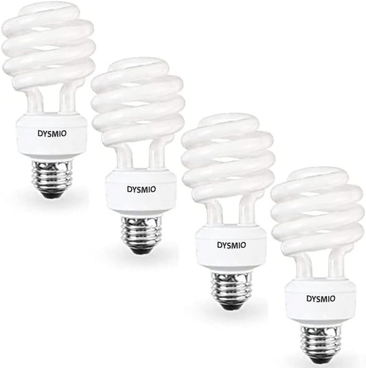 DYSMIO 23-Watt (100-Watt Equivalent) E26 Base 3500 Kelvin Warm White 1600 Lumens Mini-Twist Compact Fluorescent Light Bulb - Pack of 4