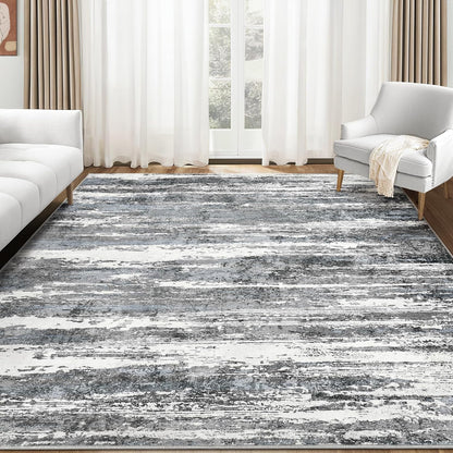 Area Rugs for Living Room: 9X12 Abstract Washable Rug Modern Neutral Large Soft Stain Resistant Non-Slip Backing Machine Table for Bedroom Dining Room Indoor Home Office Carpet - Gold Brown