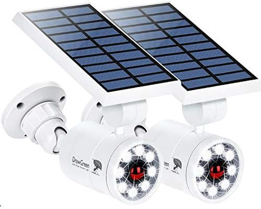 Solar Motion Sensor Light Outdoor of 2, 1400-Lumen 9W(110W Equ.) Aluminum Solar Flood Security Emergency Spotlights for Yard Fence House Patio Stairs Trees Garden, 100-Week 100% Free Replacement