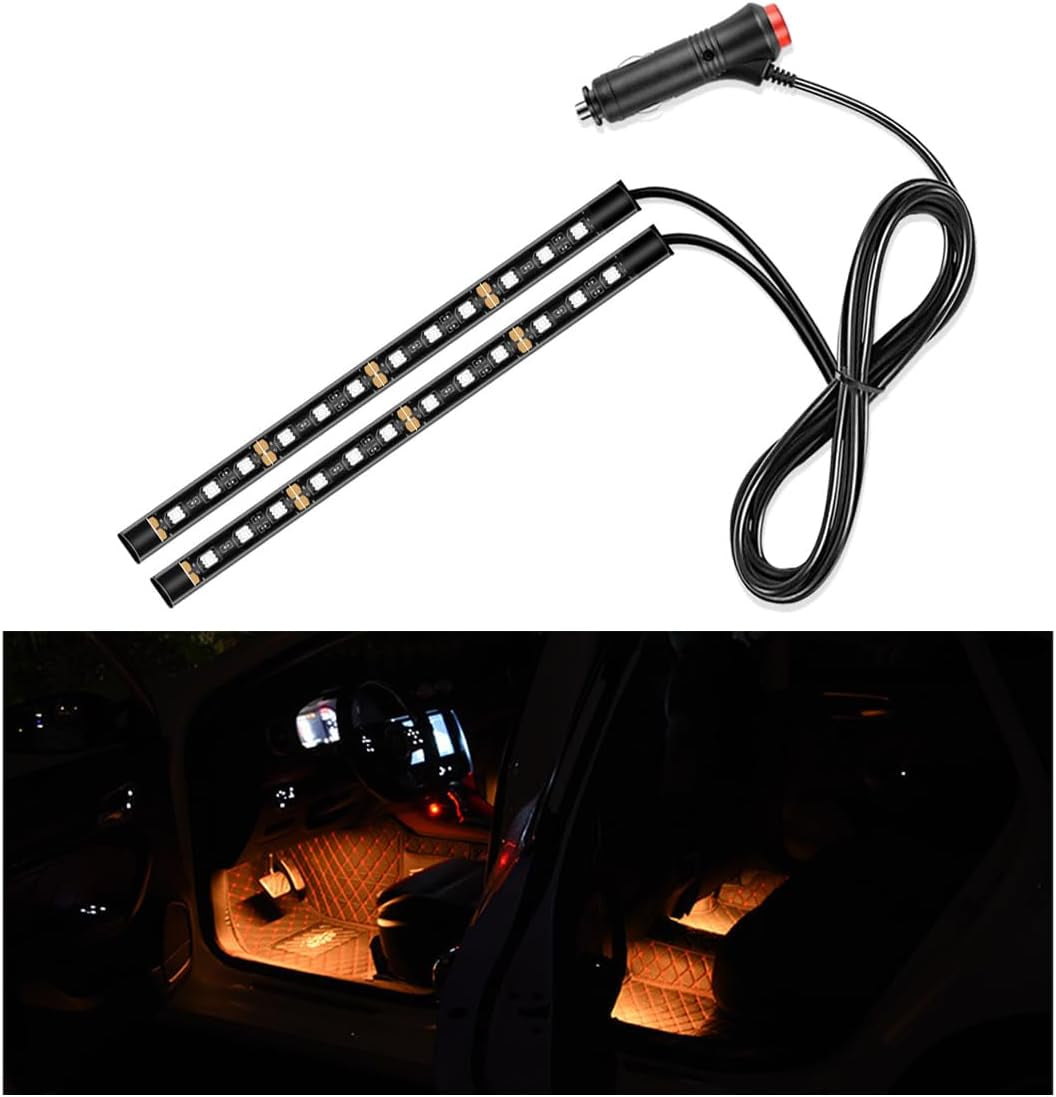 Car LED Strip Light, 24 LED Auto Interior under Dash Atmosphere Lights with USB Port, Vehicle Decor Lamp Ambient Night Light Strip Lighting Kit, Universal Car Accessories (White)