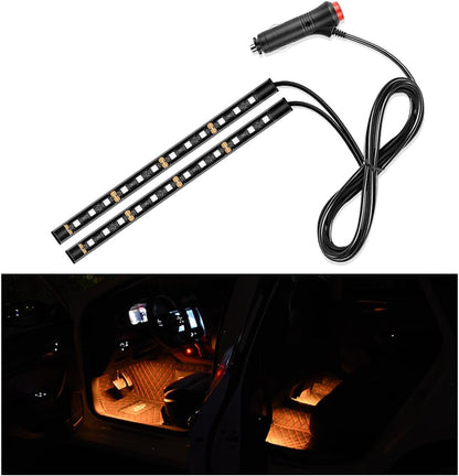 Car LED Strip Light, 24 LED Auto Interior under Dash Atmosphere Lights with USB Port, Vehicle Decor Lamp Ambient Night Light Strip Lighting Kit, Universal Car Accessories (White)