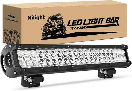 Nilight - 60005C-A 20Inch 126W Spot Flood Combo Led Light Bar off Road Lights Boat Lighting Fog Light Driving Lights LED Work Light for Trucks, 2 Years Warranty