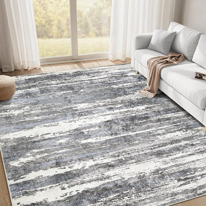 Area Rugs for Living Room: 9X12 Abstract Washable Rug Modern Neutral Large Soft Stain Resistant Non-Slip Backing Machine Table for Bedroom Dining Room Indoor Home Office Carpet - Gold Brown
