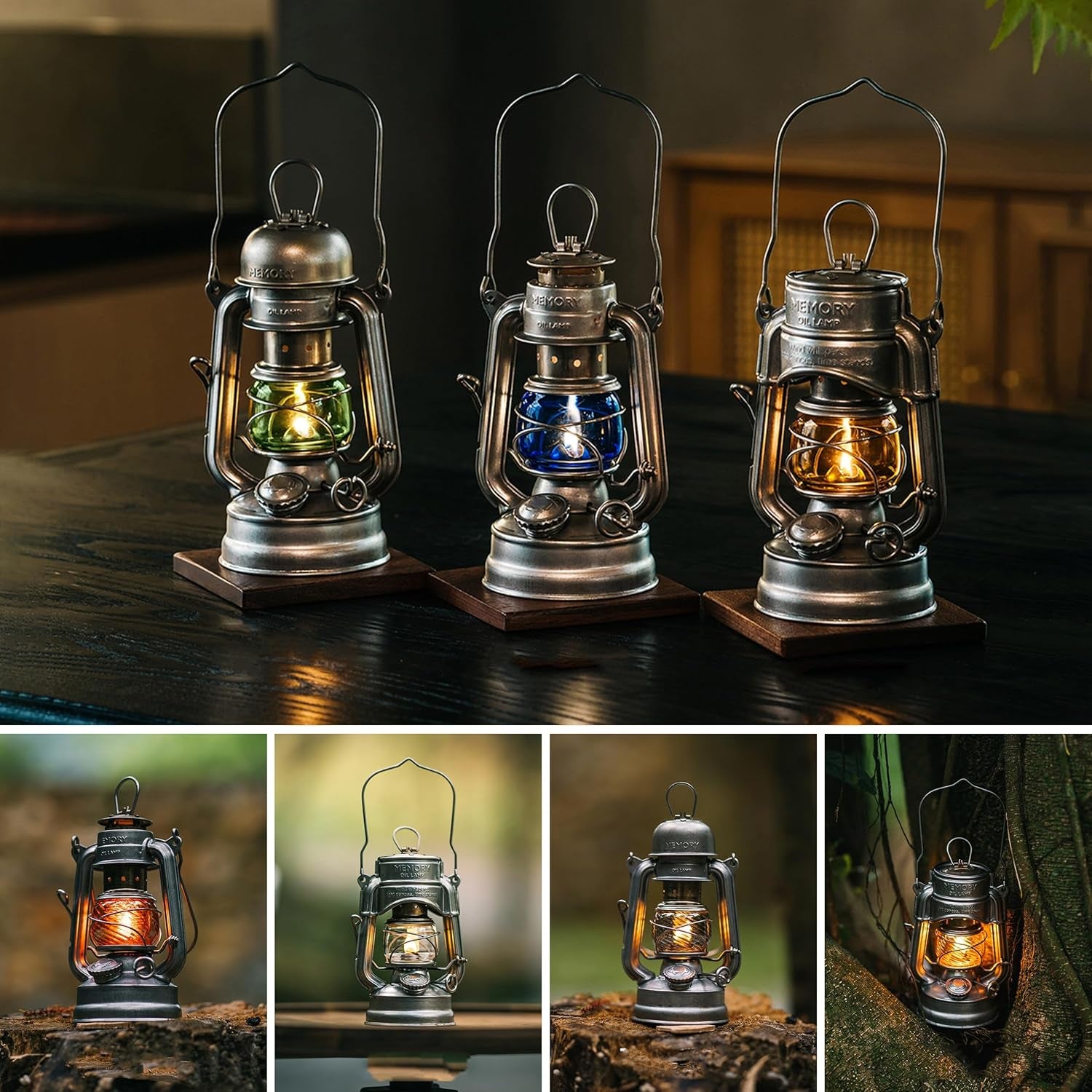 Vintage Oil Lamp, Waterproof Fuel Lantern with Carry Handle, for Outdoor Camping Hiking Patio Picnic, Hurricane