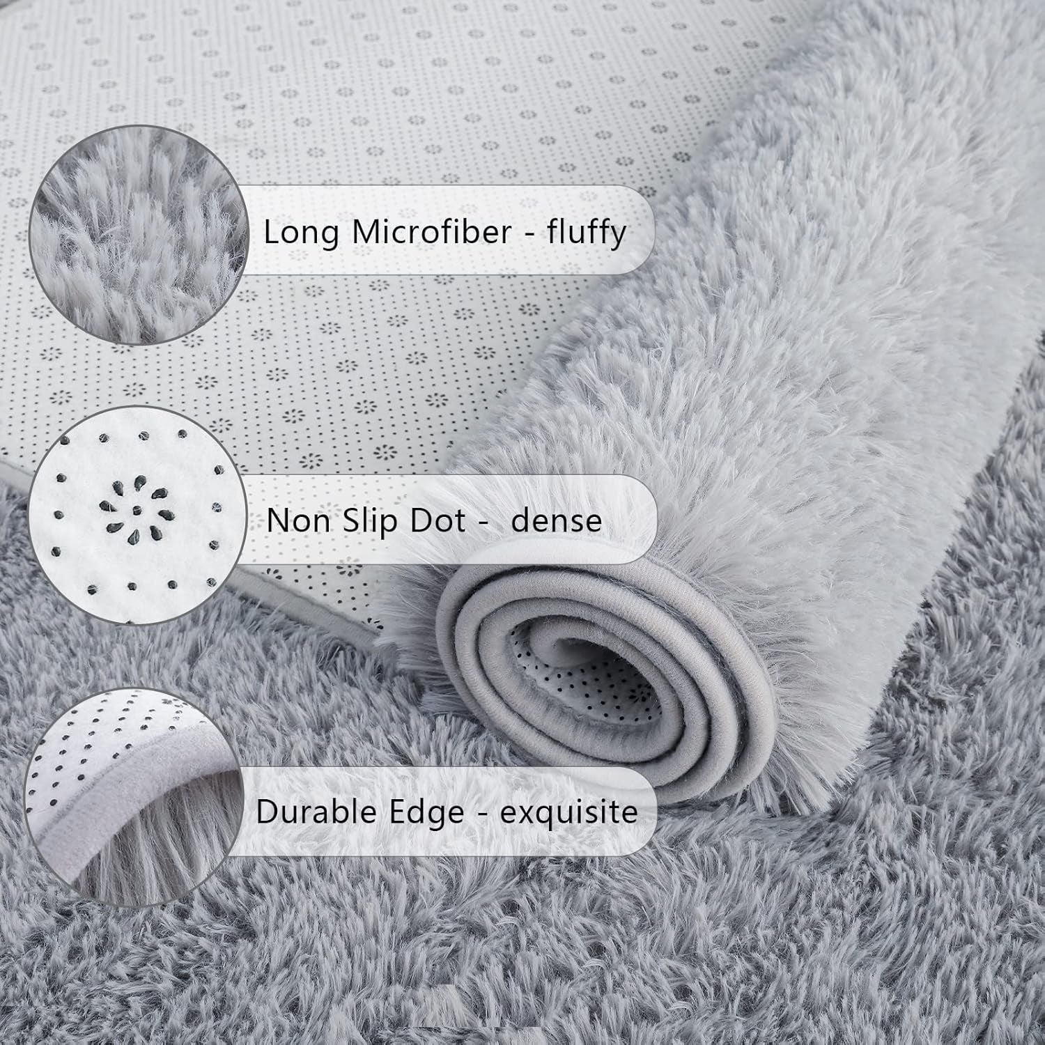 Chicrug Soft Runner Rugs for Bedroom Living Room Plush Fluffy Rug 2X6 Feet, Shag Furry Area Rug Carpet Non Shedding for Nursery Children Kids Girls Room Home Decorative, Grey