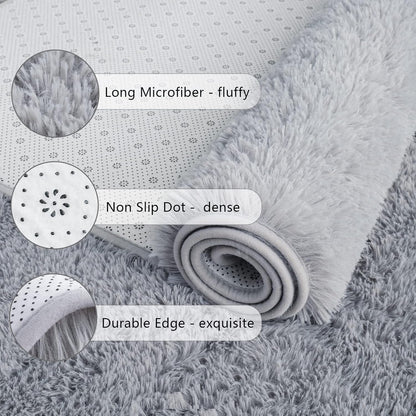 Chicrug Soft Runner Rugs for Bedroom Living Room Plush Fluffy Rug 2X6 Feet, Shag Furry Area Rug Carpet Non Shedding for Nursery Children Kids Girls Room Home Decorative, Grey