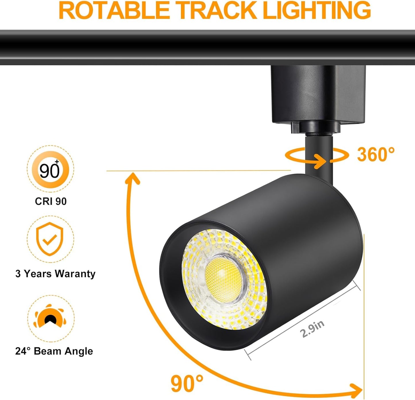 Vanoopee 16-Pack 10W Dimmable LED Track Lighting Heads H Type Track Light Replacement Fixtures Bright 4000K Neutral White Ceiling Spotlight for Accent Task Art, Flicker Free CRI90+ 24° 800Lm Black