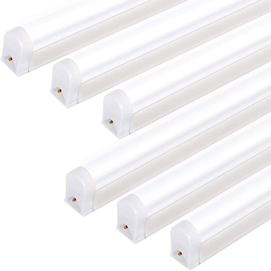 Hykolity 6 Pack LED Shop Light 4FT, T5 Integrated Single Fixture, 22W, 2200Lm, 6500K Super Bright White, Linkable Shop Light, Utility Shop Lights, Corded Electric with Built-In On/Off Switch