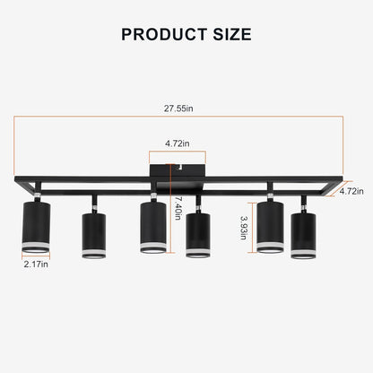 6-Light Track Lighting Fixtures Ceiling, GU10 Black Led Ceiling Spotlight, Modern Track Light Kit for Kitchen Hallway Living Room
