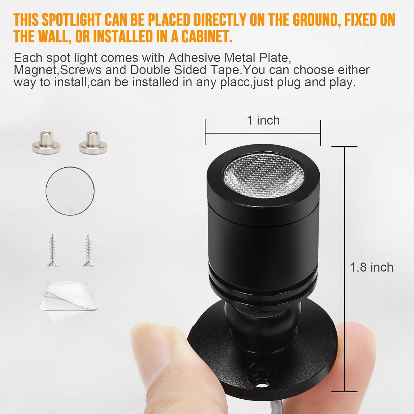 Taysing LED Spot Light Indoor Picture Lights Art Lights Accent Lights Little Spotlight up Lights for Painting Picture Plants Jewelry Showcase Model Display Shelves(Soft White-2 Pack Push Switch)