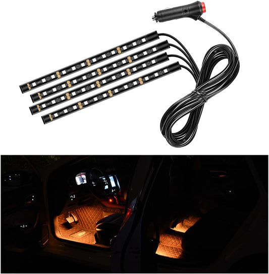 Car LED Strip Light, 48 LED RGB Auto Interior Atmosphere Lights, Cigarette Lighter under Dash Ambient Night Light, Interior Lamp Lighting Kit Car Accessories (Orange)