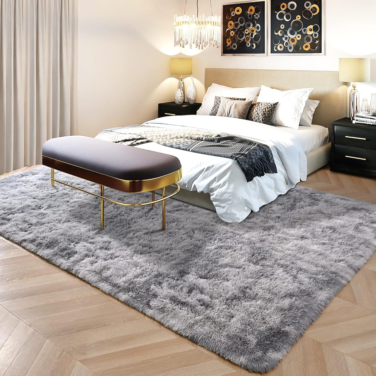 ISEAU Black Rug Super Soft Shaggy 4X6 Feet Rugs for Bedroom, Fluffy Area Rug for Living Room Floor Rug, Fuzzy and Comfy Carpet Nursery Shag Rug for Kids Boys Room Decor