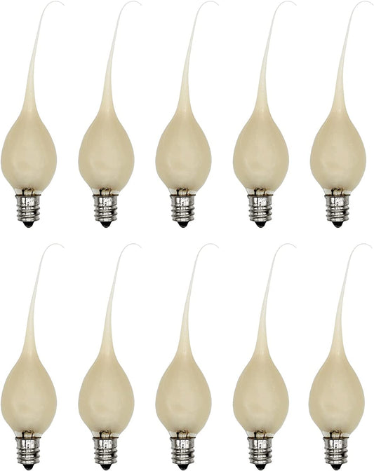 Creative Hobbies® Country Style Incandescent Silicone Dipped Candle Light Bulbs (Pkg of 10 Bulbs) ~ 5 Watt Pearlized Silicone, Gold Glow