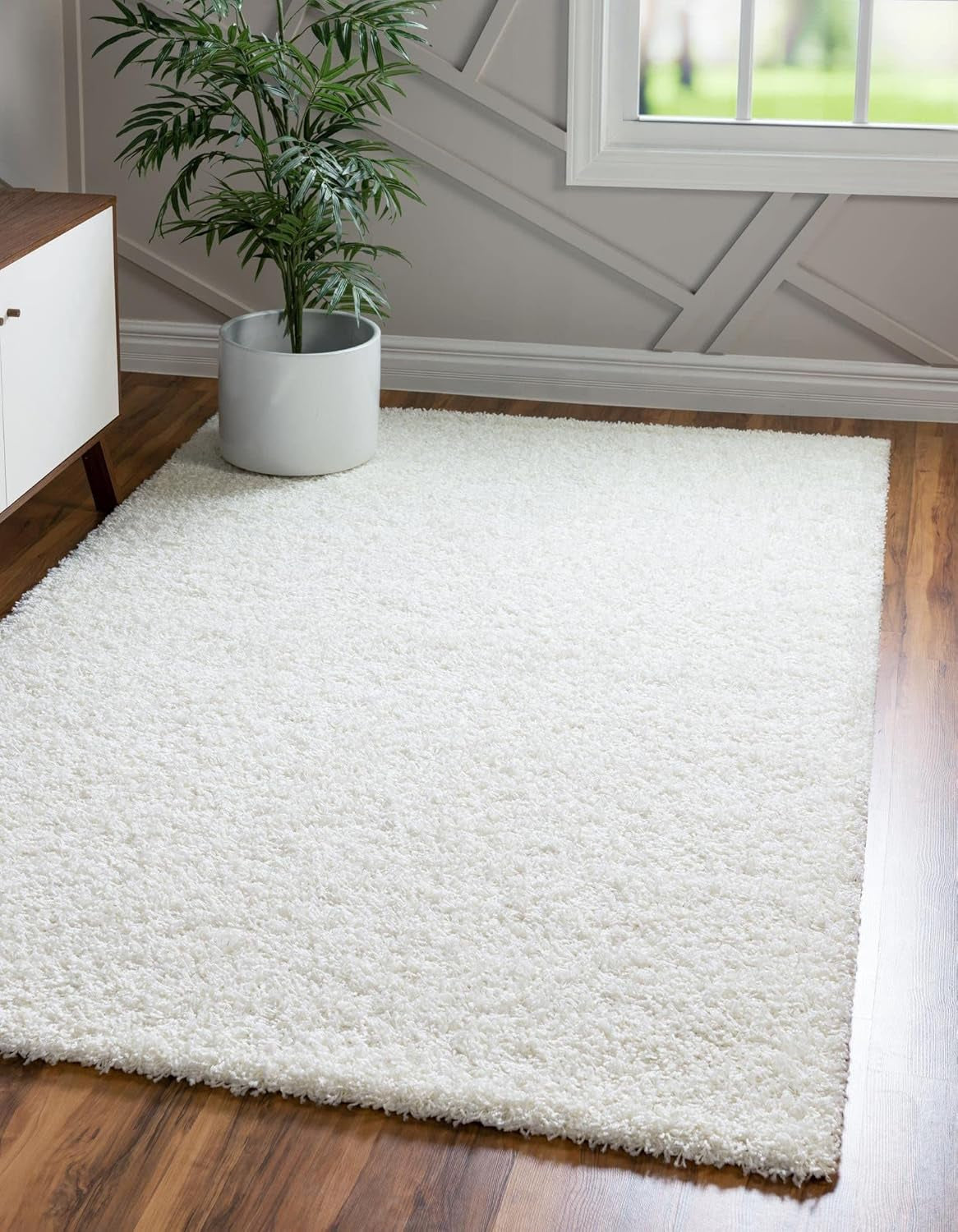 Unique Loom Solid Shag Collection Area Rug (8' X 11' Rectangle Cloud Gray)
