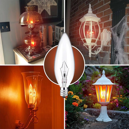 12-Pack Candelabra Light Bulbs, 60 Watt Clear Candelabra Base,Flame Shaped Incandescent Chandelier Light Bulbs, E12 B10 with Warm White 2700K, 600 Lumen Dimmable