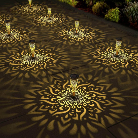 6 Pack Solar Lights Outdoor Garden Decorative Solar Garden Lights with Warm Light Waterproof Solar Pathway Landscape Lights for Path Patio Backyard Walkway Yard Garden Decor (Gold, 6Pcs)