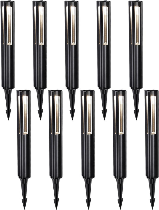 LEONLITE Low Voltage Landscape Pathway Lights, LED Bollard Path Lights, 3W Outdoor Landscape Lighting for Driveway, Garden, Aluminum, 12-15V AC/DC, IP65 Waterproof, 4000K Cool White, Black, Pack of 10