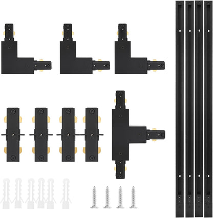 H Track Lighting Rails Kit H Type Track Rails Compatible with Single Circuit 120V H Style Track System for H LED Track Lighting Heads(Black, 13.2Ft)