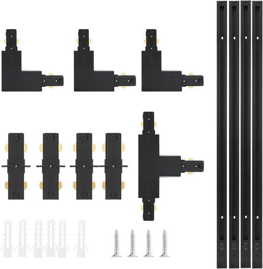 H Track Lighting Rails Kit H Type Track Rails Compatible with Single Circuit 120V H Style Track System for H LED Track Lighting Heads(Black, 13.2Ft)