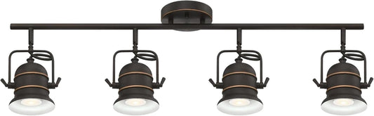 Westinghouse 6116800 Boswell Vintage-Style Four-Light Indoor Track Light Kit, Oil Rubbed Bronze Finish with Highlights,Metal Shades