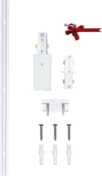H Type Track Lighting Rails 2PCS 120V Single Circuit 3-Wire H Track Rail 6.5FT (3.28 * 2FT) with Extra 1 I Connector and Wall Anchors, Made of Aluminum and Strength Guarantee (White)