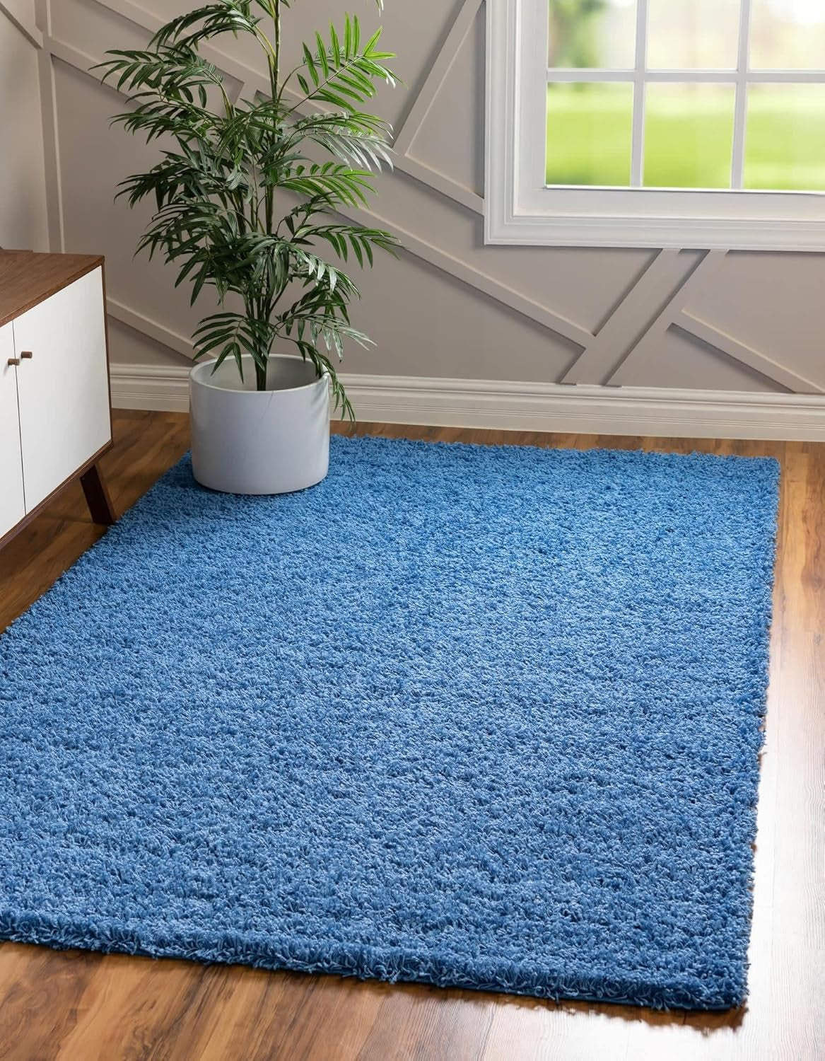 Unique Loom Solid Shag Collection Area Rug (8' X 11' Rectangle Cloud Gray)
