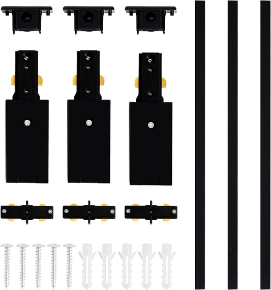Vanoopee H Track Lighting Rails Kit, 10FT H Type Track Rails Black with End Caps and Live End Feed Connector, Compatible with Single Circuit 120V H Style Track System, for H LED Track Lighting Heads