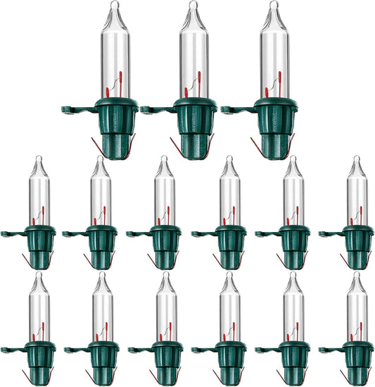 500 Pieces Christmas Replacement Bulbs Christmas Mini Light Bulbs 2.5 V 0.425 Watt 0.17 Ampere Replacement Mini Bulbs for String Lights Outdoor Decorations Supplies (Green Base Warm White Bulb)