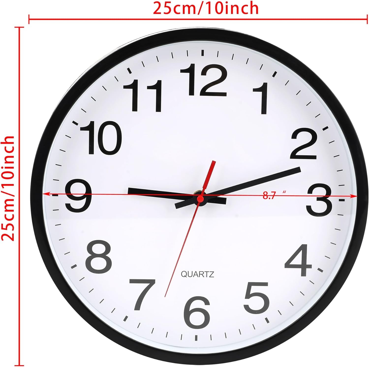 Wall Clock, Modern 10Inch Non Ticking Small Analog Clock,Small Clocks Battery Operated, Silent Modern Clock,For Living Room Decor Office, Home,Black,1Pack