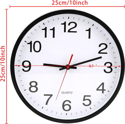 Wall Clock, Modern 10Inch Non Ticking Small Analog Clock,Small Clocks Battery Operated, Silent Modern Clock,For Living Room Decor Office, Home,Black,1Pack