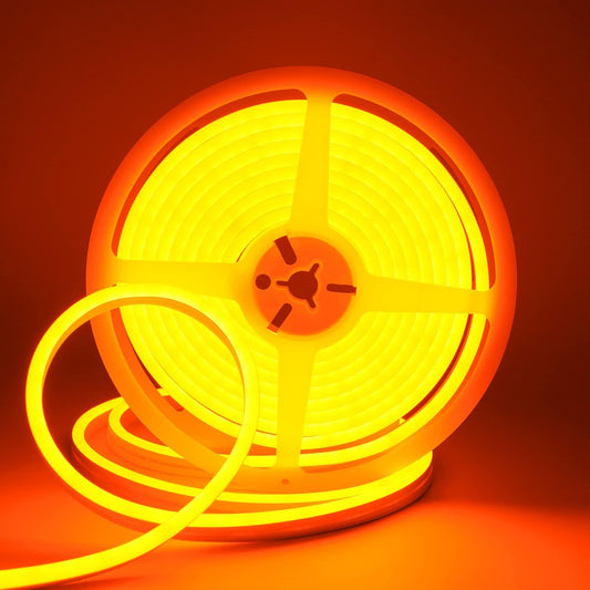 Orange Neon LED Strip Light, DC 12V 600 SMD2835 LED Neon Rope Lights,Upgraded 16.4Ft/5M Led Light Strips Flexible Waterproof for Indoor/Outdoors Home Decoration/Diy