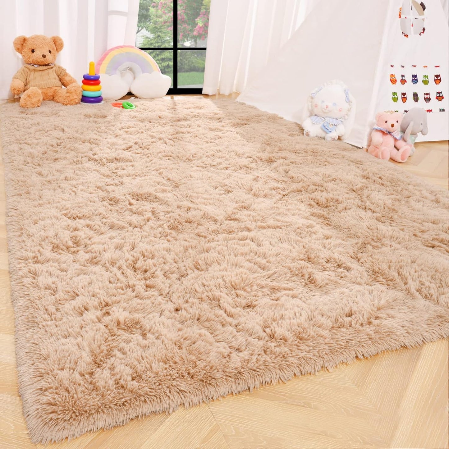 ISEAU Black Rug Super Soft Shaggy 4X6 Feet Rugs for Bedroom, Fluffy Area Rug for Living Room Floor Rug, Fuzzy and Comfy Carpet Nursery Shag Rug for Kids Boys Room Decor