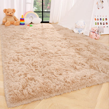 ISEAU Black Rug Super Soft Shaggy 4X6 Feet Rugs for Bedroom, Fluffy Area Rug for Living Room Floor Rug, Fuzzy and Comfy Carpet Nursery Shag Rug for Kids Boys Room Decor