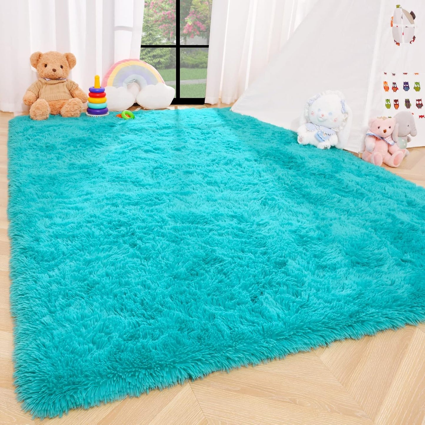 ISEAU Black Rug Super Soft Shaggy 4X6 Feet Rugs for Bedroom, Fluffy Area Rug for Living Room Floor Rug, Fuzzy and Comfy Carpet Nursery Shag Rug for Kids Boys Room Decor