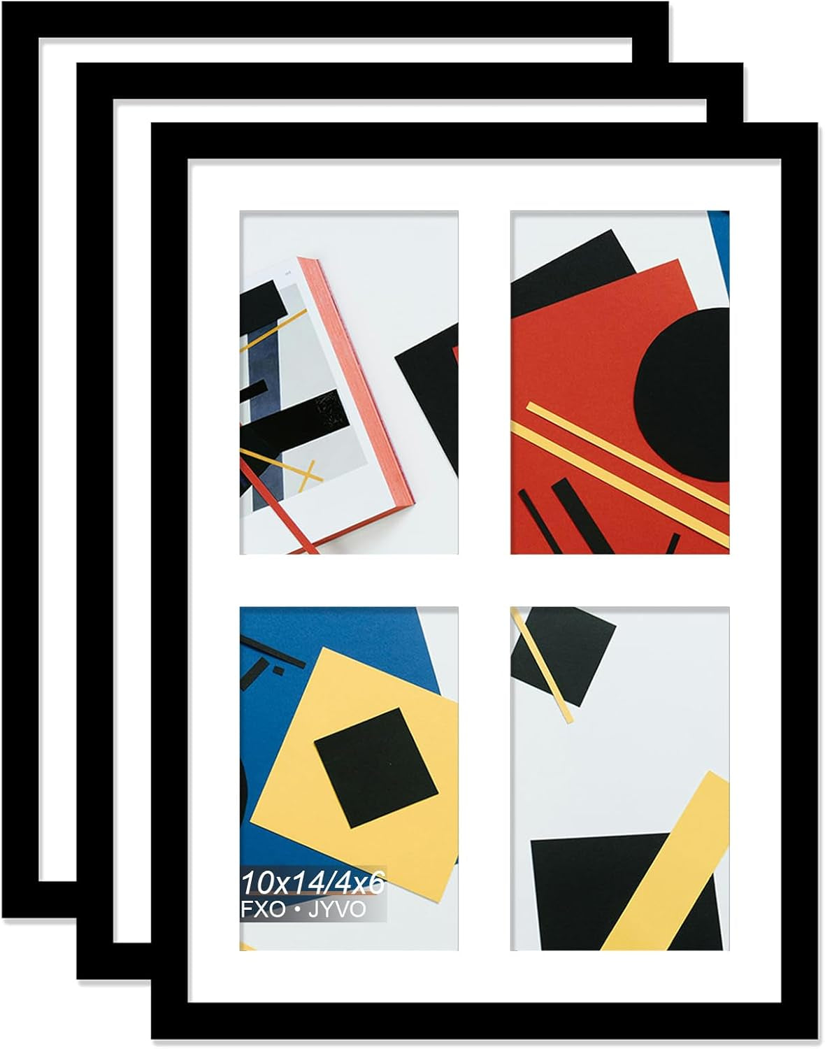 4X6 Picture Frame Collage, Display 6 4X6 Picture Collage or 13X13 Photo Only without Mat, Light Weight and High Transparent Frame for Wall - 1 Pack/Black/6-Openings