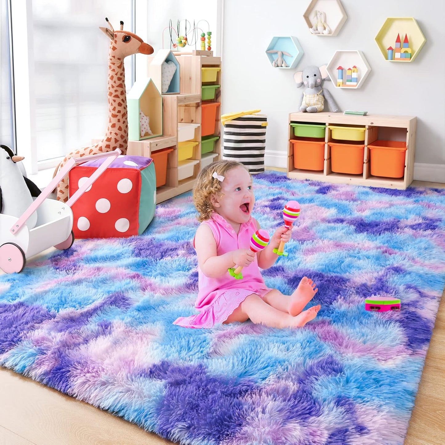 Chicrug Soft Runner Rugs for Bedroom Living Room Plush Fluffy Rug 2X6 Feet, Shag Furry Area Rug Carpet Non Shedding for Nursery Children Kids Girls Room Home Decorative, Grey