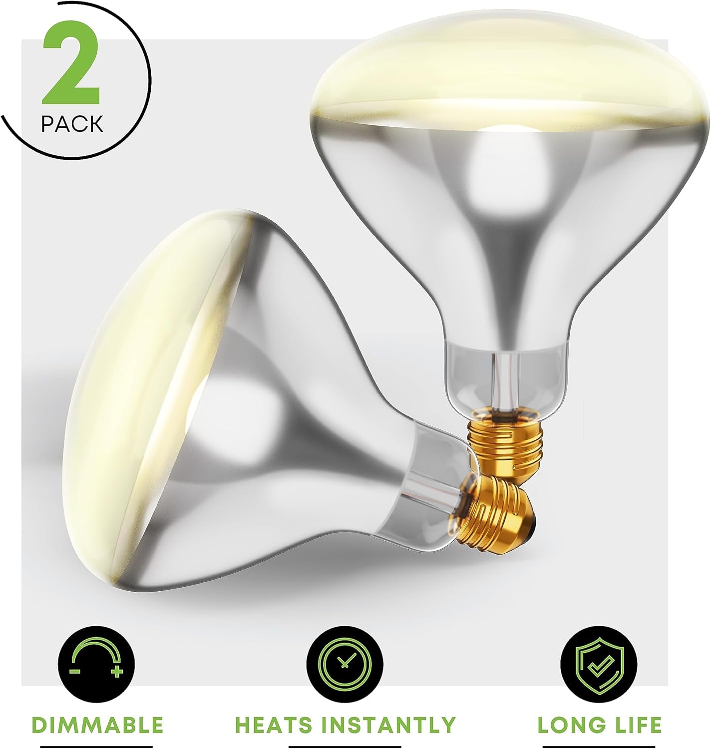 250R40/1 250-Watt, Incandescent R40 Reflector, Clear Head Lamp, Heat Flood Lamp Light Bulb, E26 Standard Medium Screw Base, 120V, 6,000 Hour Rated (Pack of 2-Clear-Heat Lamps)