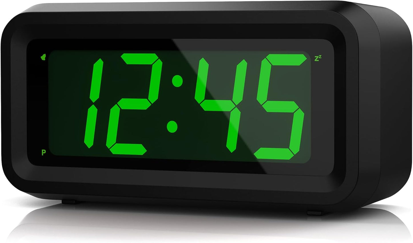 Alarm Clock, LED Digital Clock, Small Wall Clock, Battery Operated, Adjustable 3-Level Led Brightness, Dim Night Mode, 12/24Hr, Cordless, Constantly 1.2'' Digits Display for Bedroom/Travel,Easy to Set